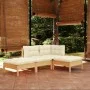 Muebles de jardín 4 pzas y cojines madera maciza de pino crema de , Conjuntos de jardín - Ref: Foro24-3096286, Precio: 302,92...