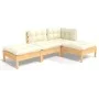 Muebles de jardín 4 pzas y cojines madera maciza de pino crema de , Conjuntos de jardín - Ref: Foro24-3096286, Precio: 302,92...