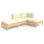 Muebles de jardín 4 pzas y cojines madera maciza de pino crema de , Conjuntos de jardín - Ref: Foro24-3096286, Precio: 312,40...