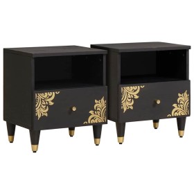 Armario de Noche con cajón 2 pcs Negro 40 x 33 x 46 cm en Mesitas de noche | Comprar online en Foro24