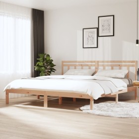 Estructura de cama de madera maciza super king 180x200 cm