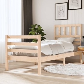 Estructura de cama individual pequeña madera maciza 75x190 cm