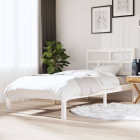 White solid wood single bed frame 90x190 cm by , Beds and slatted bases - Ref: Foro24-3101184, Price: 94,14 €, Discount: %
