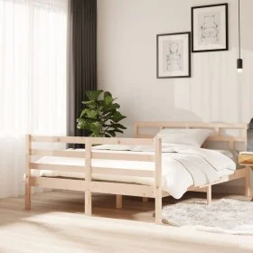 Solid pine wood bed frame 140x190 cm by , Beds and slatted bases - Ref: Foro24-3101263, Price: 125,82 €, Discount: %