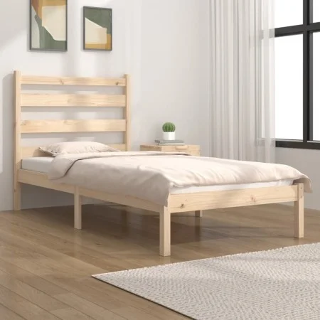 Solid pine wood bed frame 90x190 cm by , Beds and slatted bases - Ref: Foro24-3103613, Price: 79,47 €, Discount: %
