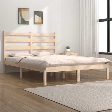 Solid pine wood bed frame 160x200 cm by , Beds and slatted bases - Ref: Foro24-3103658, Price: 123,87 €, Discount: %
