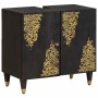 Mueble de lavabo Negro 62 x 33 x 58 cm Madera de mango maciza en Tocadores de baño | Comprar online en Foro24