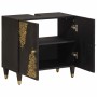 Mueble de lavabo Negro 62 x 33 x 58 cm Madera de mango maciza en Tocadores de baño | Comprar online en Foro24
