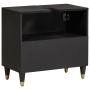 Mueble de lavabo Negro 62 x 33 x 58 cm Madera de mango maciza en Tocadores de baño | Comprar online en Foro24