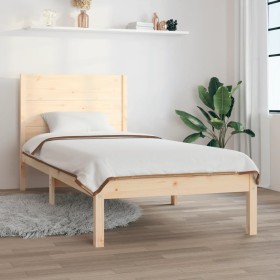 Estructura de cama madera maciza 75x190 cm