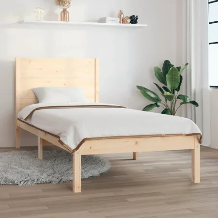 Solid wood bed frame 75x190 cm by , Beds and slatted bases - Ref: Foro24-3104113, Price: 104,35 €, Discount: %