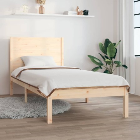 Solid wood bed frame 90x190 cm by , Beds and slatted bases - Ref: Foro24-3104118, Price: 90,02 €, Discount: %
