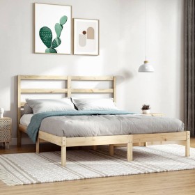 Estructura de cama madera maciza de pino 140x190 cm de , Camas y somieres - Ref: Foro24-3104913, Precio: 102,37 €, Descuento: %