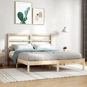 Solid pine wood bed frame 140x190 cm by , Beds and slatted bases - Ref: Foro24-3104913, Price: 101,10 €, Discount: %