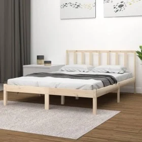 Solid pine wood bed frame 140x200 cm by , Beds and slatted bases - Ref: Foro24-3105071, Price: 112,82 €, Discount: %