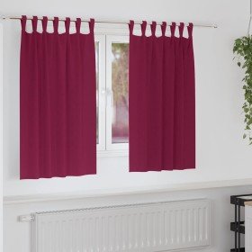 Cortinas Opacas con Anillas 2 pcs Rojo vino 140 x 140 cm en Cortinas y visillos | Comprar online en Foro24