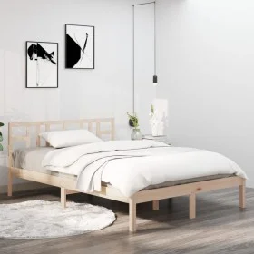 Solid wood double bed frame 135x190 cm by , Beds and slatted bases - Ref: Foro24-3105380, Price: 128,38 €, Discount: %