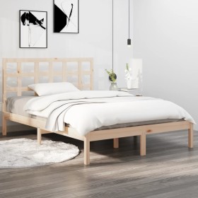Solid pine wood bed frame 140x190 cm by , Beds and slatted bases - Ref: Foro24-3105450, Price: 108,34 €, Discount: %