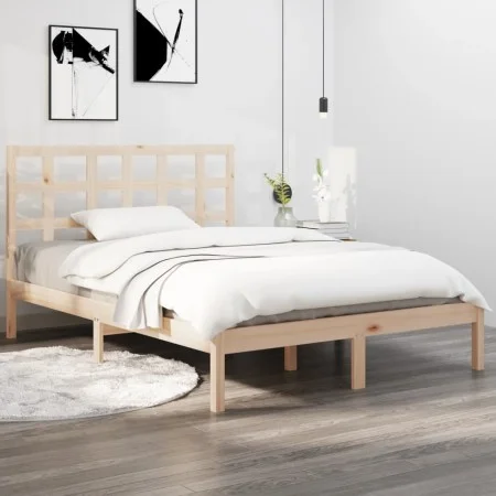 Solid pine wood bed frame 140x190 cm by , Beds and slatted bases - Ref: Foro24-3105450, Price: 106,98 €, Discount: %
