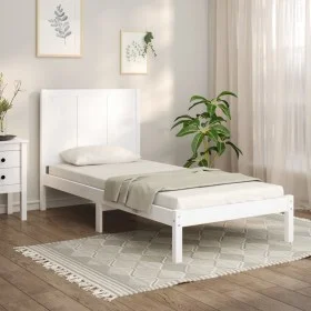 Solid white pine wood bed frame 75x190 cm by , Beds and slatted bases - Ref: Foro24-3105691, Price: 112,36 €, Discount: %