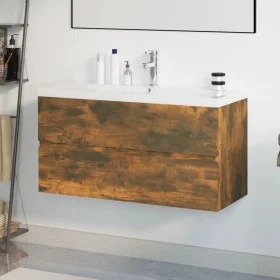 Mueble de baño con lavabo madera contrachapada roble ahumado de , Tocadores de baño - Ref: Foro24-3152882, Precio: 292,71 €, ...