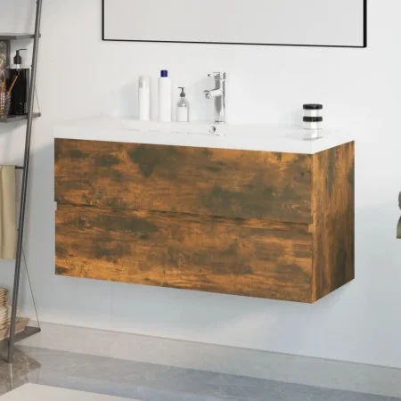 Badezimmerschrank aus geräuchertem Eichensperrholz mit Waschbecken von , Badezimmerwaschtische - Ref: Foro24-3152882, Preis: ...