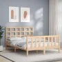 Bed frame with solid wood headboard 140x200 cm by , Beds and slatted bases - Ref: Foro24-3192101, Price: 124,32 €, Discount: %
