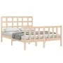 Bed frame with solid wood headboard 140x200 cm by , Beds and slatted bases - Ref: Foro24-3192101, Price: 124,32 €, Discount: %