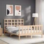 Bed frame with solid wood headboard 140x200 cm by , Beds and slatted bases - Ref: Foro24-3192101, Price: 124,32 €, Discount: %