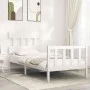 Weißer Massivholzbettrahmen mit Kopfteil 100x200 cm von , Betten und Lattenroste - Ref: Foro24-3193327, Preis: 120,13 €, Raba...