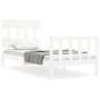 White solid wood bed frame with headboard 100x200 cm by , Beds and slatted bases - Ref: Foro24-3193327, Price: 122,04 €, Disc...