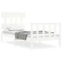 White solid wood bed frame with headboard 100x200 cm by , Beds and slatted bases - Ref: Foro24-3193327, Price: 120,15 €, Disc...