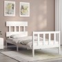 Weißer Massivholzbettrahmen mit Kopfteil 100x200 cm von , Betten und Lattenroste - Ref: Foro24-3193327, Preis: 122,04 €, Raba...