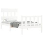 Weißer Massivholzbettrahmen mit Kopfteil 100x200 cm von , Betten und Lattenroste - Ref: Foro24-3193327, Preis: 122,04 €, Raba...