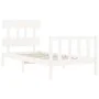 White solid wood bed frame with headboard 100x200 cm by , Beds and slatted bases - Ref: Foro24-3193327, Price: 120,15 €, Disc...