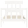 Weißer Massivholzbettrahmen mit Kopfteil 100x200 cm von , Betten und Lattenroste - Ref: Foro24-3193327, Preis: 122,04 €, Raba...