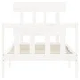 White solid wood bed frame with headboard 100x200 cm by , Beds and slatted bases - Ref: Foro24-3193327, Price: 120,15 €, Disc...