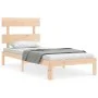 Bed frame with solid wood headboard by , Beds and slatted bases - Ref: Foro24-3193496, Price: 86,67 €, Discount: %