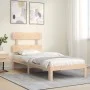 Bed frame with solid wood headboard by , Beds and slatted bases - Ref: Foro24-3193496, Price: 86,67 €, Discount: %