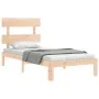 Bed frame with solid wood headboard by , Beds and slatted bases - Ref: Foro24-3193496, Price: 86,67 €, Discount: %