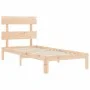 Bed frame with solid wood headboard by , Beds and slatted bases - Ref: Foro24-3193496, Price: 86,67 €, Discount: %