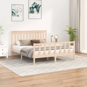 White pine wood bed frame with headboard 150x200cm by , Beds and slatted bases - Ref: Foro24-3188211, Price: 160,30 €, Discou...
