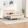 Estructura de cama con cabecero madera de pino blanco 150x200cm de , Camas y somieres - Ref: Foro24-3188211, Precio: 160,30 €...