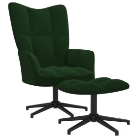 Silla de relajación con taburete terciopelo verde oscuro de , Sillones - Ref: Foro24-328108, Precio: 165,96 €, Descuento: %