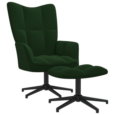 Silla de relajación con taburete terciopelo verde oscuro de , Sillones - Ref: Foro24-328108, Precio: 168,77 €, Descuento: %