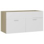 White engineered wood and Sonoma oak cabinet with sink by , bathroom vanities - Ref: Foro24-3070843, Price: 221,15 €, Discoun...