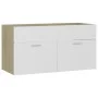 White engineered wood and Sonoma oak cabinet with sink by , bathroom vanities - Ref: Foro24-3070843, Price: 206,44 €, Discoun...