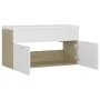 White engineered wood and Sonoma oak cabinet with sink by , bathroom vanities - Ref: Foro24-3070843, Price: 206,44 €, Discoun...