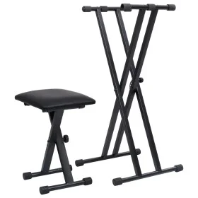 Black Double Braced Keyboard Stand and Stool Set by vidaXL, Benches and stools - Ref: Foro24-70097, Price: 65,26 €, Discount: %