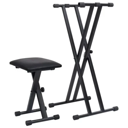 Black Double Braced Keyboard Stand and Stool Set by vidaXL, Benches and stools - Ref: Foro24-70097, Price: 65,26 €, Discount: %